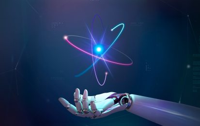 Artificial intelligence and machine learning system visualizing advanced AI-driven automation
