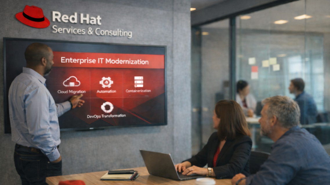 Red Hat cloud infrastructure engineers upgrading data center systems for performance and reliability